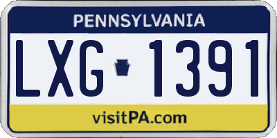 PA license plate LXG1391
