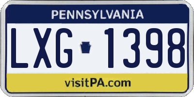 PA license plate LXG1398