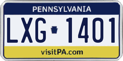PA license plate LXG1401
