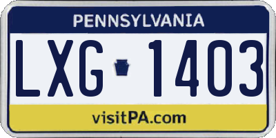 PA license plate LXG1403