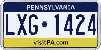 PA license plate LXG1424