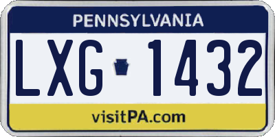 PA license plate LXG1432