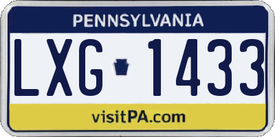 PA license plate LXG1433