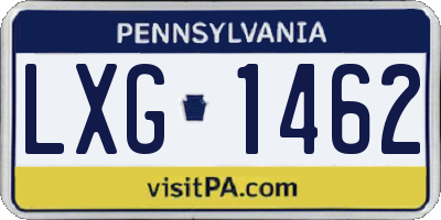 PA license plate LXG1462