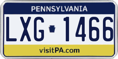 PA license plate LXG1466