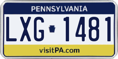 PA license plate LXG1481