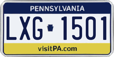 PA license plate LXG1501