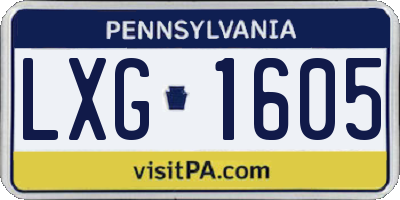 PA license plate LXG1605