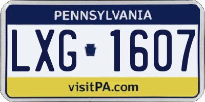 PA license plate LXG1607