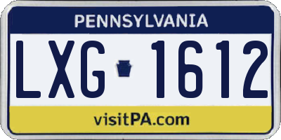 PA license plate LXG1612