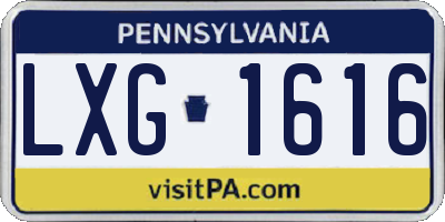 PA license plate LXG1616