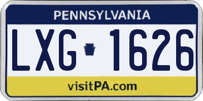 PA license plate LXG1626
