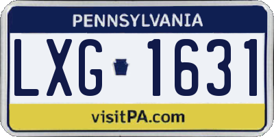 PA license plate LXG1631