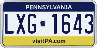 PA license plate LXG1643