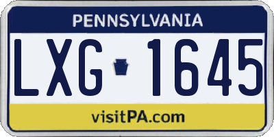 PA license plate LXG1645