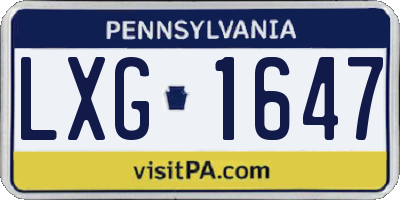 PA license plate LXG1647