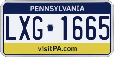 PA license plate LXG1665