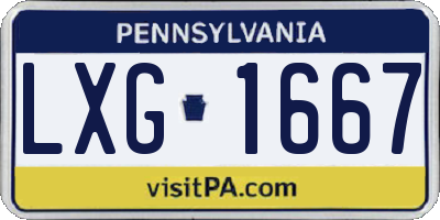 PA license plate LXG1667