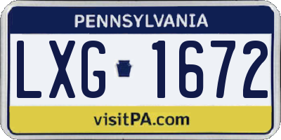 PA license plate LXG1672