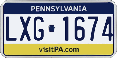 PA license plate LXG1674