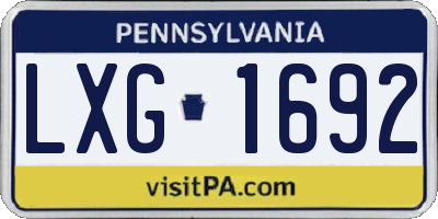 PA license plate LXG1692