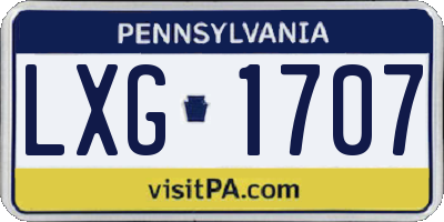 PA license plate LXG1707