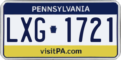 PA license plate LXG1721