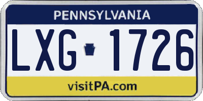 PA license plate LXG1726