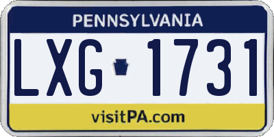 PA license plate LXG1731