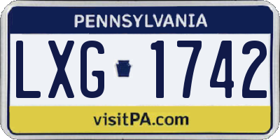 PA license plate LXG1742
