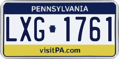 PA license plate LXG1761