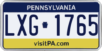 PA license plate LXG1765
