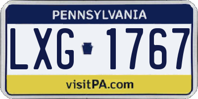 PA license plate LXG1767