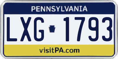PA license plate LXG1793