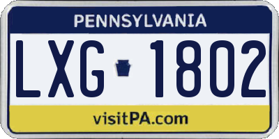PA license plate LXG1802