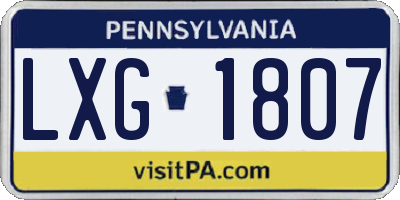 PA license plate LXG1807