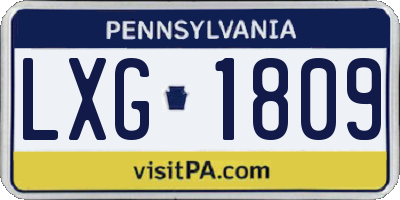 PA license plate LXG1809