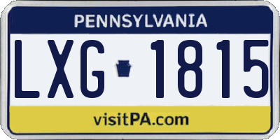 PA license plate LXG1815