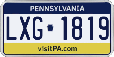PA license plate LXG1819