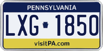 PA license plate LXG1850