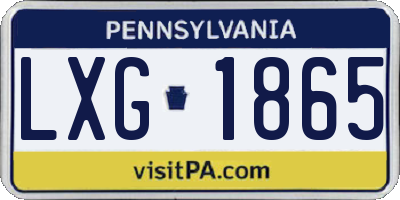 PA license plate LXG1865