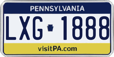 PA license plate LXG1888