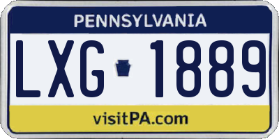 PA license plate LXG1889