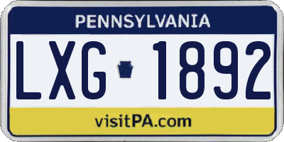 PA license plate LXG1892