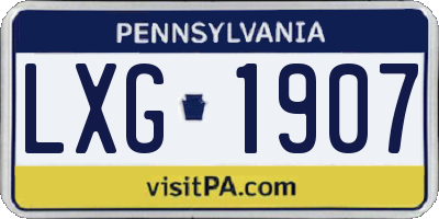 PA license plate LXG1907