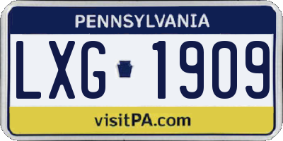 PA license plate LXG1909
