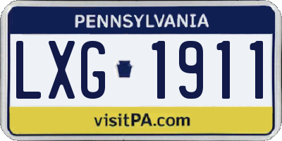 PA license plate LXG1911