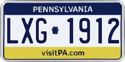 PA license plate LXG1912
