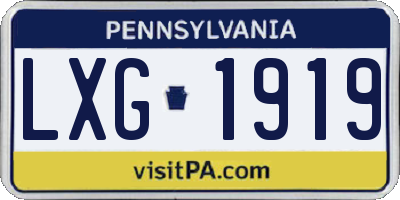 PA license plate LXG1919