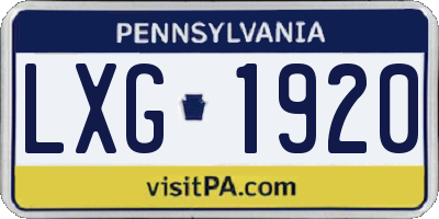 PA license plate LXG1920